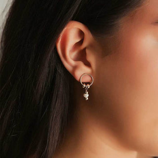 White Pearl Circle Drop Earrings