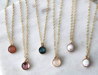 14K Petite Gold-Filled Gemstone Necklace