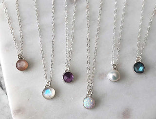 Sterling Silver Petite Gemstone Necklace