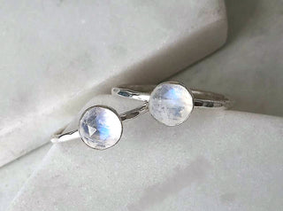 Sterling Silver Rainbow Moonstone Stacking Ring