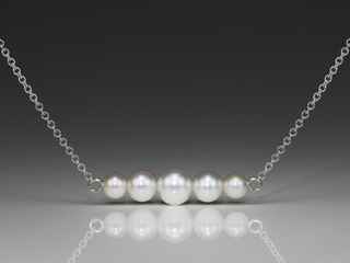 Surge Silver Pearl Sideways Pendant Small