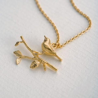 Perched Warbler Bird Necklace