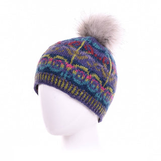 Natalia Wool Beanie Hat with Pom - Amethyst