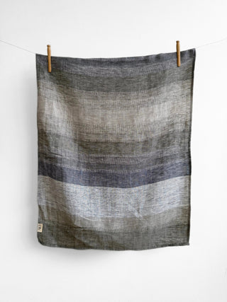 Shore Linen Tea Towel -Taupe & Grey