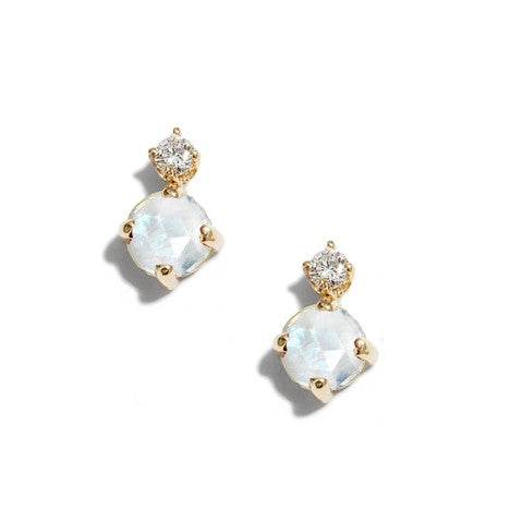 Poppy Finch Moonstone and Diamond Stud Earrings