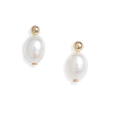 Load image into Gallery viewer, Poppy Finch Petite Oval Pearl Stud Earrings
