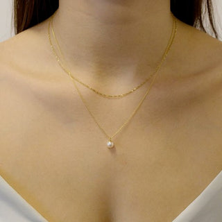 Layer Chain Pearl Necklace