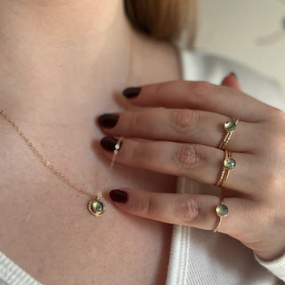 14K Gold-Filled Moss Agate Stacking Ring
