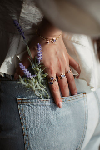 14K Gold-Filled Tanzanite Flower Ring