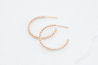 14k Gold Filled Beaded Hoop Earrings - Large