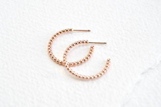 14k Rose Gold Filled Beaded Hoop Earrings - Large