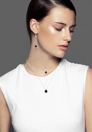 Gold Onyx Thread Earrings
