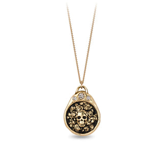 Live Every Moment 14K Gold Diamond Crown Talisman Necklace