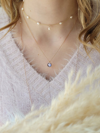 Juicy Purplish Blue Round Sapphire Necklace