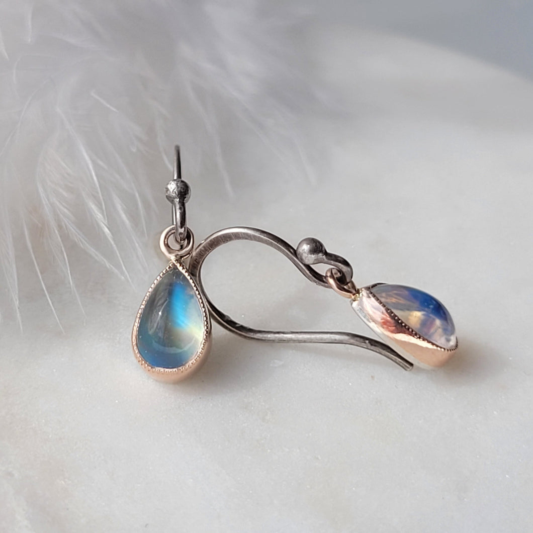Pear Moonstone Dangle Earrings