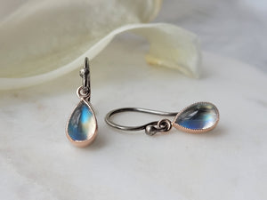 Pear Moonstone Dangle Earrings