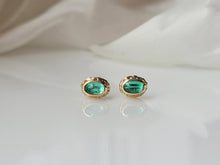 Load image into Gallery viewer, Oval Emerald Stud Earrings