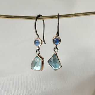 Moonstone And Aquamarine Drop Earrings