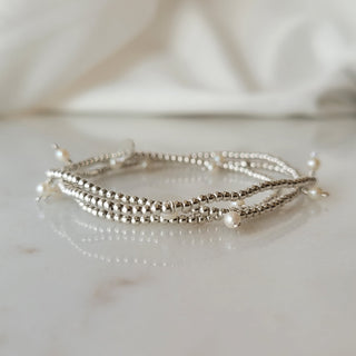 Sterling Silver Pearl Wrap Bracelet