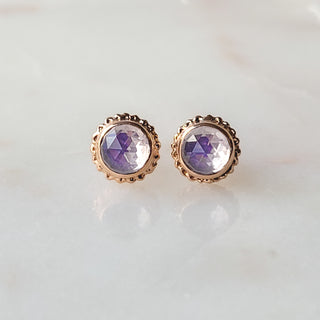 Round Amethyst Stud Earrings