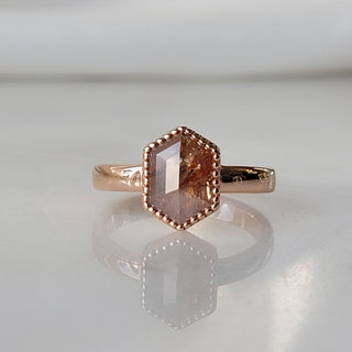 Peach Hexagon Diamond Ring