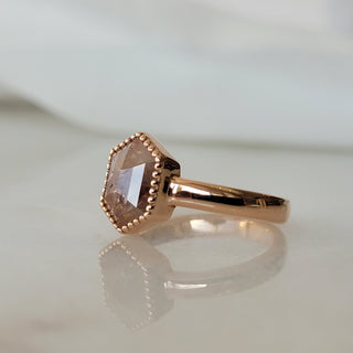 Peach Hexagon Diamond Ring