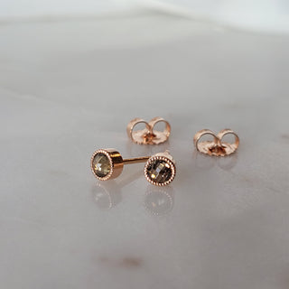 Brown Rose Cut Diamond Stud Earrings