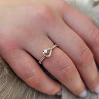 Horizontal Pear Rose Cut Diamond Ring