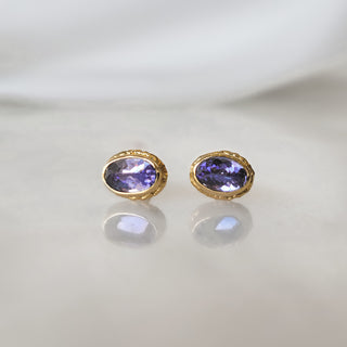 Oval Tanzanite Stud Earrings