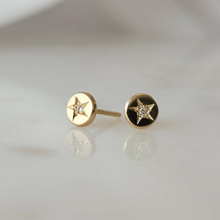 Petite Yellow Star Diamond Stud Earrings