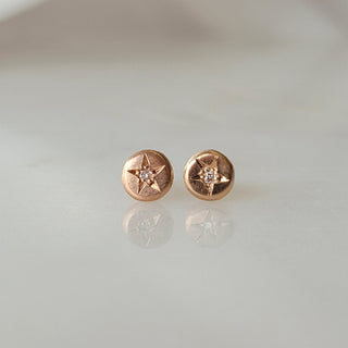 Petite Rose Star Diamond Stud Earrings