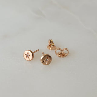 Petite Rose Star Diamond Stud Earrings