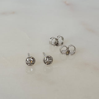 Mini Rose Cut Diamond Stud Earrings
