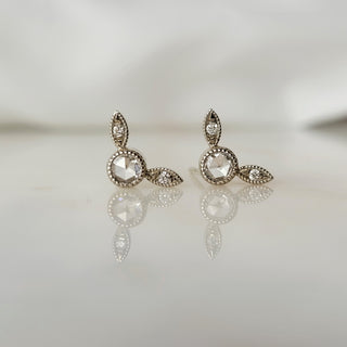 Diamond Leaf Design Stud Earrings