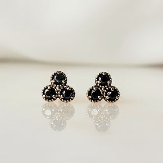 Mini Trio Black Diamond Earrings