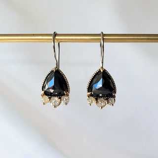 Trilliant Rose Cut Black Diamond Earrings