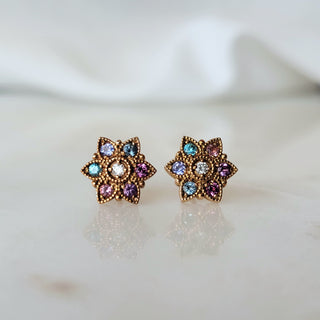 Multi-Coloured Flower Stud Earrings