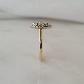 Milky White Hexagon Rose Cut Diamond Ring