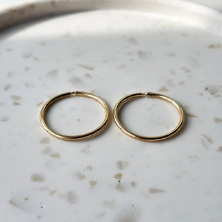 14k Yellow Gold Medium Sleeper Hoops