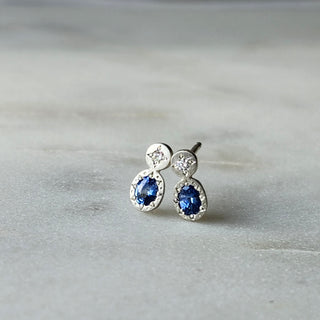 Oval Sapphire and Diamond Stud Earrings