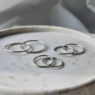 14k White Gold Large Sleeper Hoops