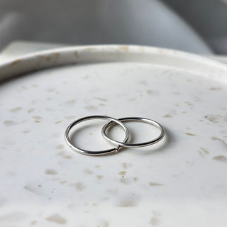 14k White Gold Medium Sleeper Hoops