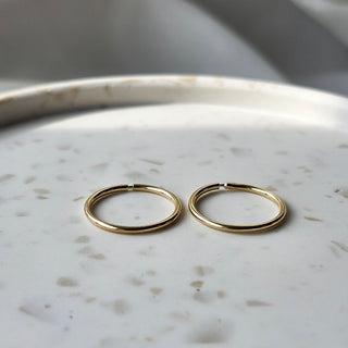 14k Yellow Gold Small Sleeper Hoops