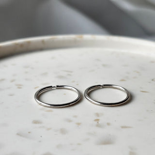 14k White Gold Small Sleeper Hoops