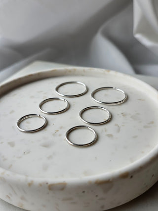 14k White Gold Medium Sleeper Hoops