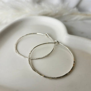 Hammered 1.5" Hoop Earrings