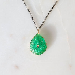Hand Carved Green Tourmaline Necklace