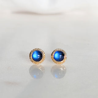 Round Moonstone Stud Earrings