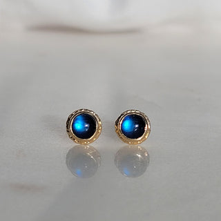 Round Moonstone Stud Earrings