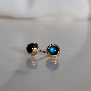 Round Moonstone Stud Earrings